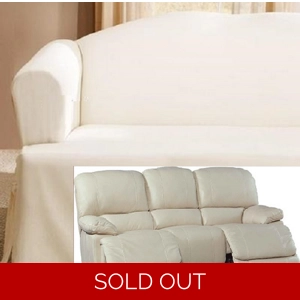 Dual Reclining SOFA Slipcover T Cushion Cotton Cream Sure Fit Couch